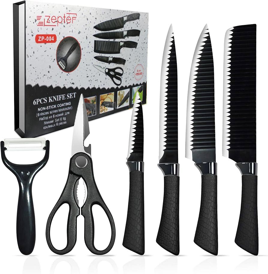 Kомплект Chef кухненски ножове, 4 ножа, 1 ножица и 1 керамична белачка