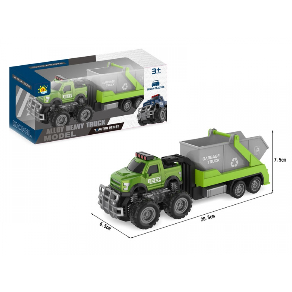 Реалистичен метален боклукчийски камион с подвижен контейнер