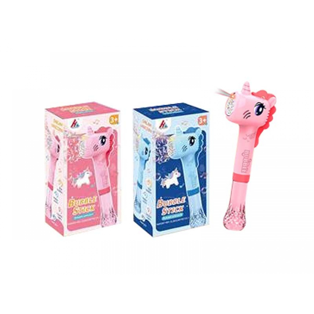 Стик за сапунени балони със звук и светлина Еднорог в два цвята