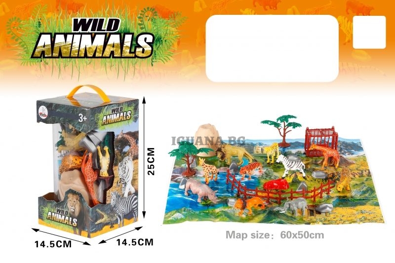 Фигури на АФРИКАНСКИ ЖИВОТНИ с килимче за игра