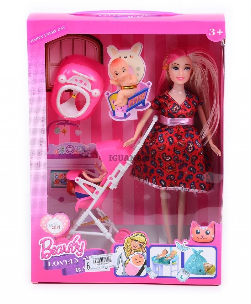 Бременна Кукла с количка и две деца