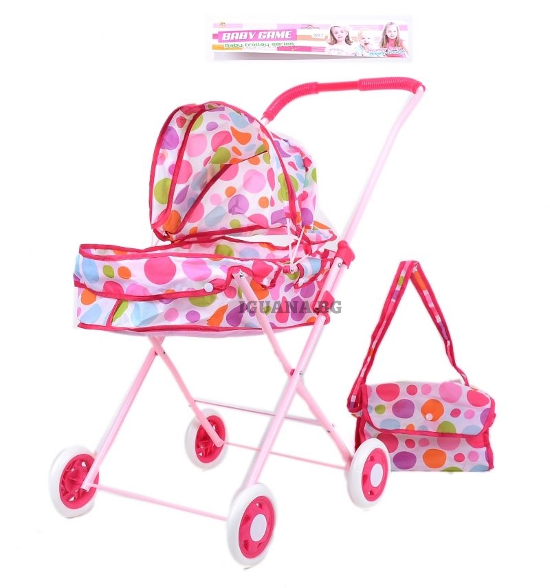 Сгъваема Количка за кукли със зимна чанта и сенник