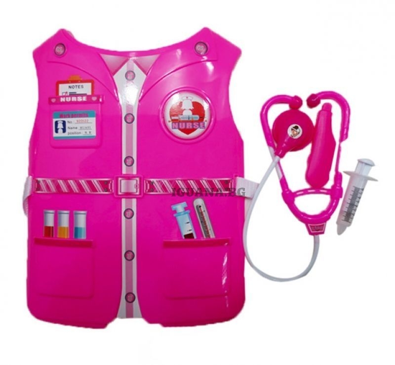 Докторски комплект с розова жилетка