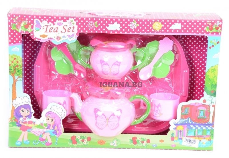 Чаен комплект ЯГОДОВО СЛАДКИШЧЕ с поднос и чашки