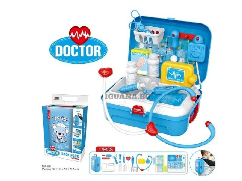 Докторски комплект в куфар/раница, 17 части