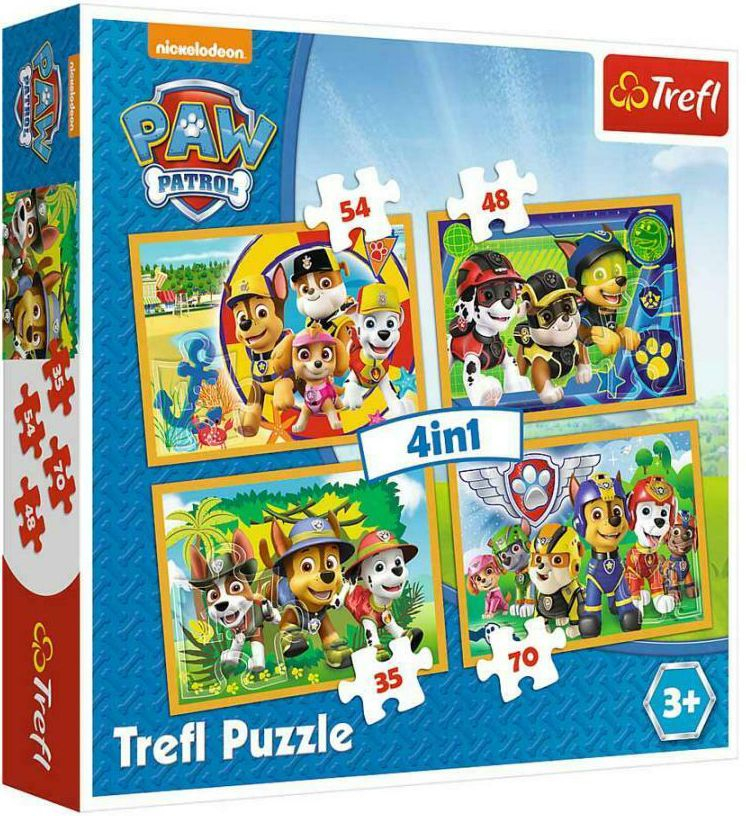Пъзел 4в1 Пес Патрул 35/48/54/70 части, PAW PATROL Trefi