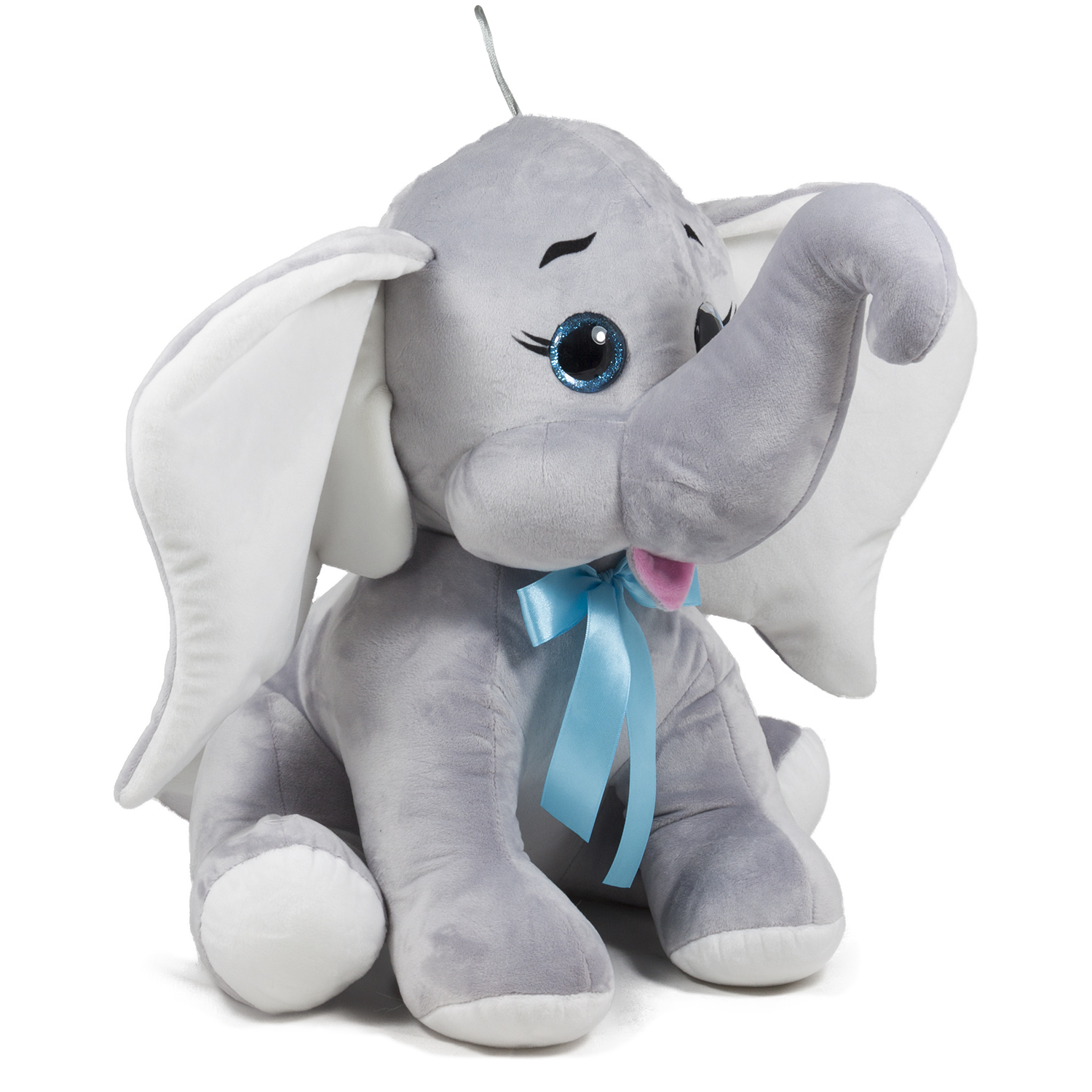 Слон с брокатени очи Сив, 40см със звук