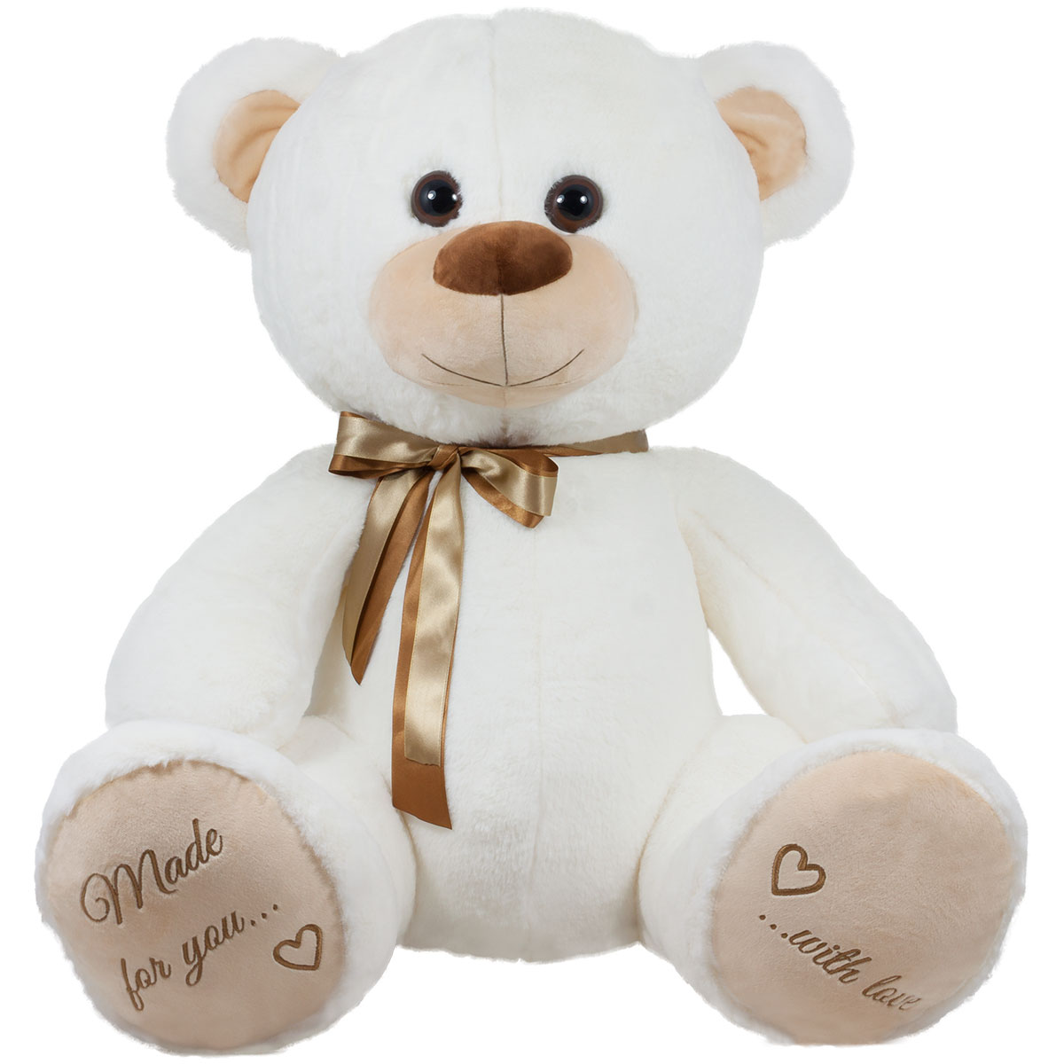 Бяло плюшено мече с панделка 60 см