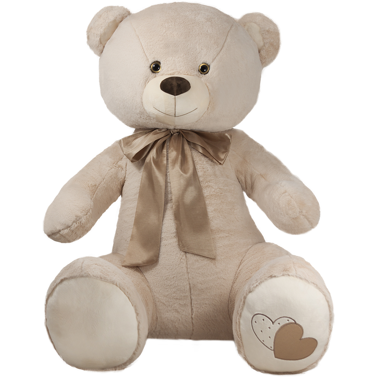 Бежово плюшено мече с апликация на лапичката 80 см