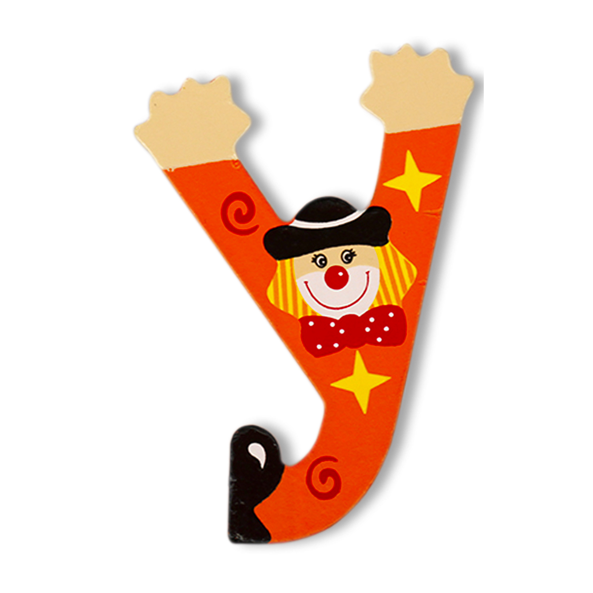 Декоративна дървена буква - У Жълт, 7.5 х 9.5