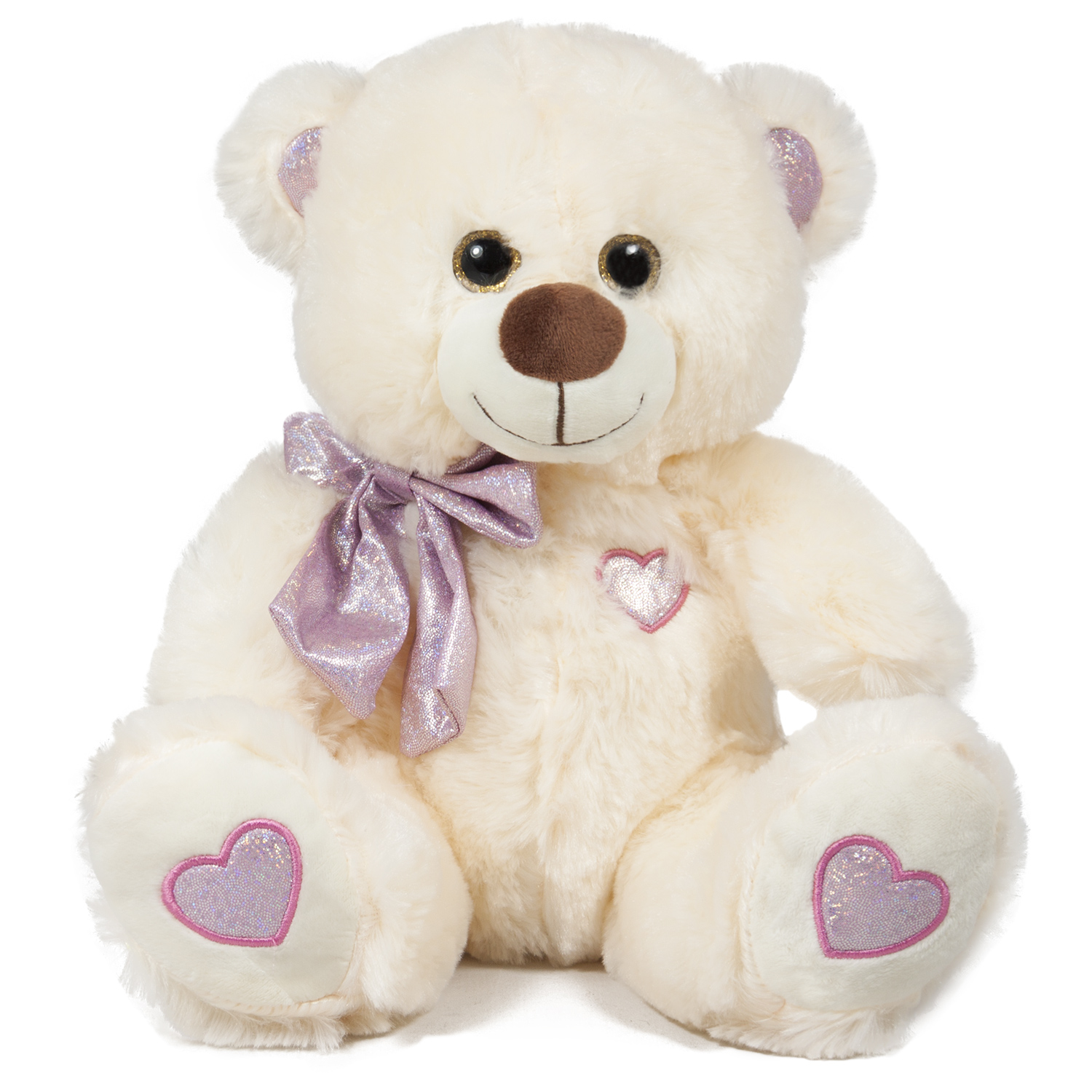 Мече с брокатена панделка 24см в два цвята