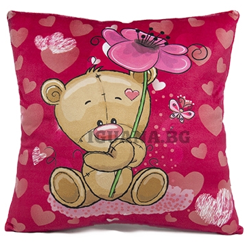 Възглавница мече с цвете 34х34см