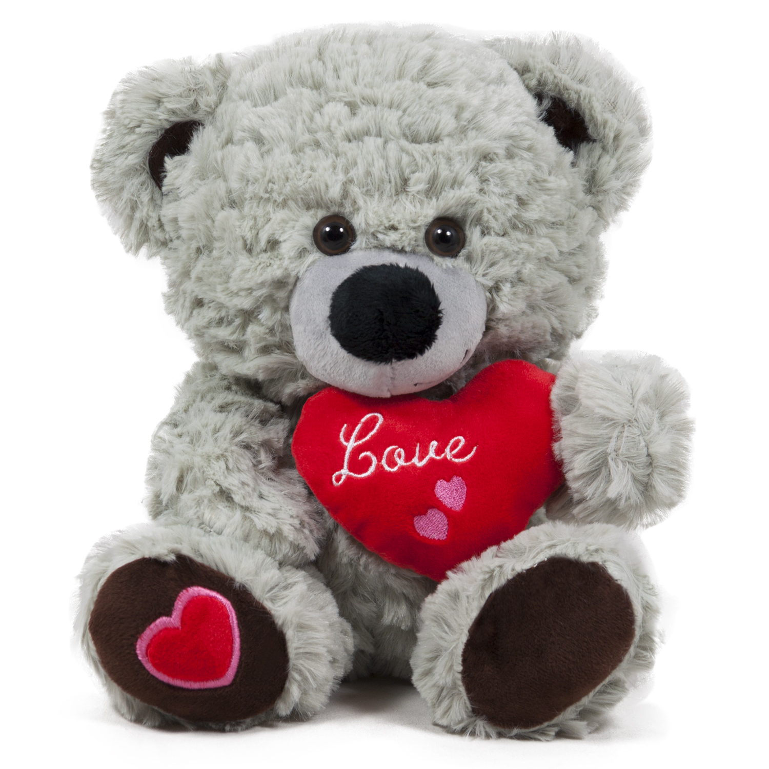 Мече със сърце "Love" Сив 24 см