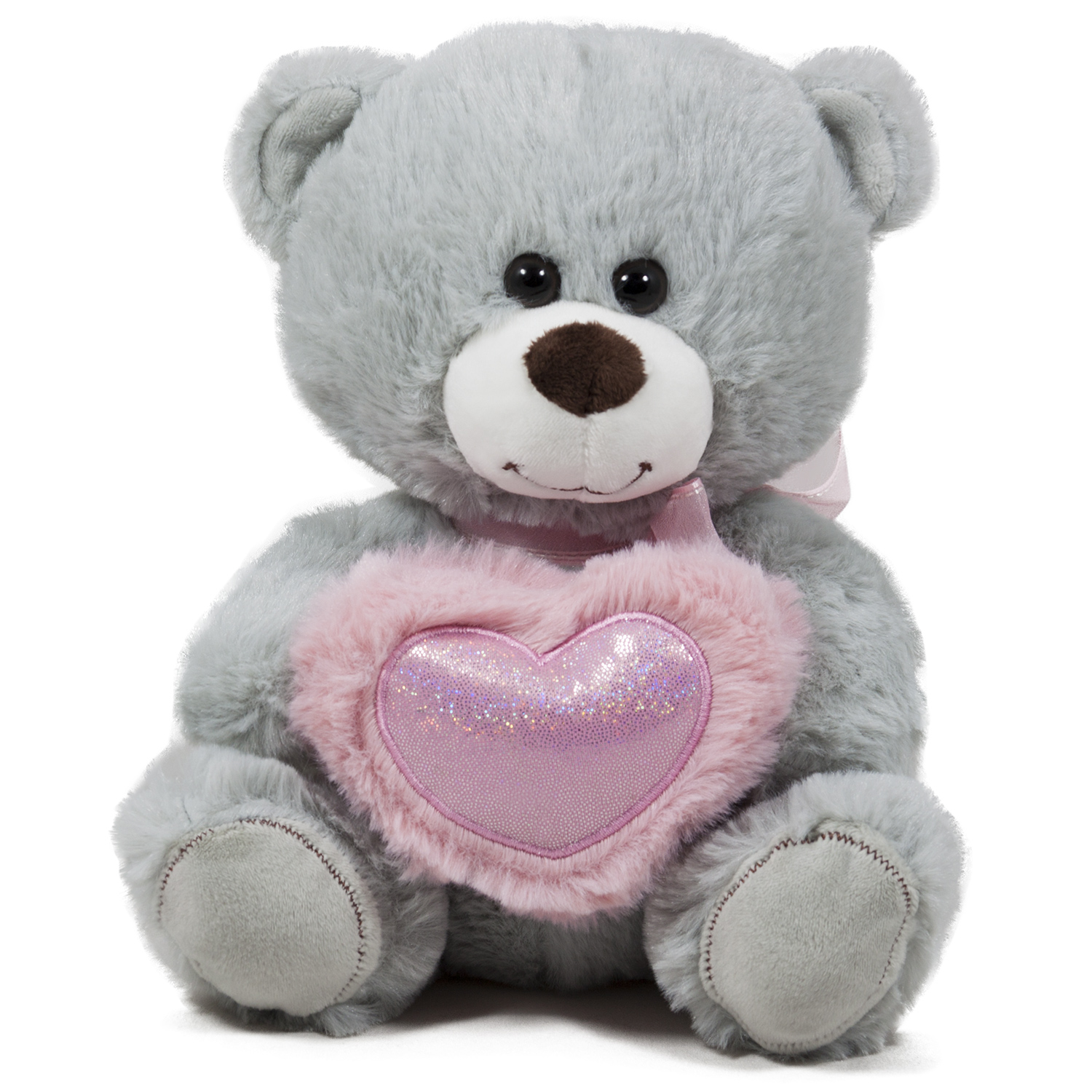 Сиво мече Със сърце 24 см