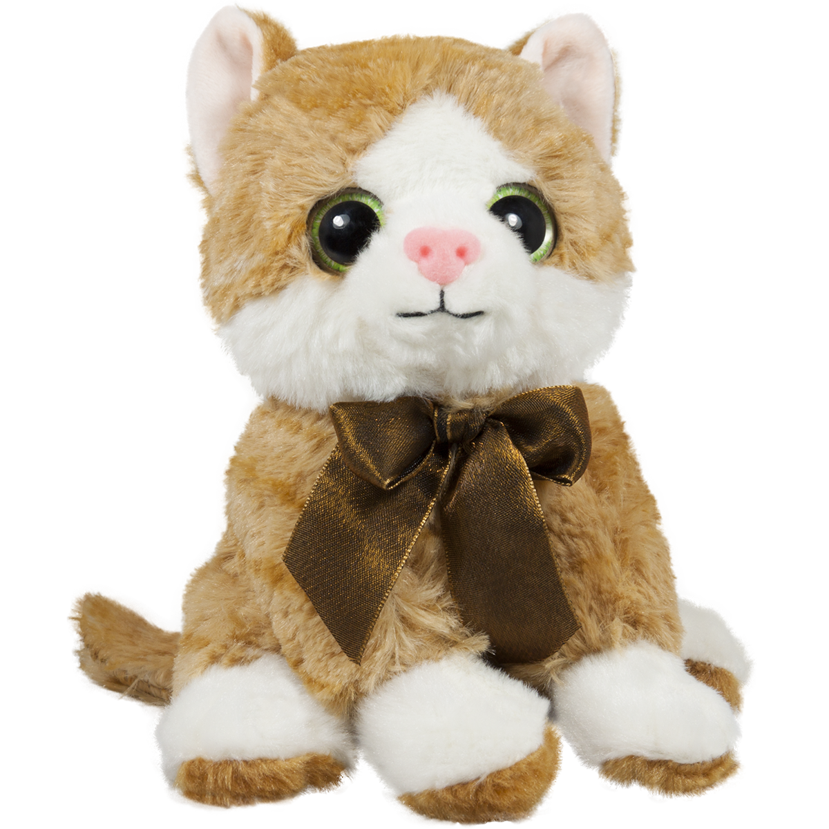 Плюшено коте с панделка Кафяв, 17см със звук