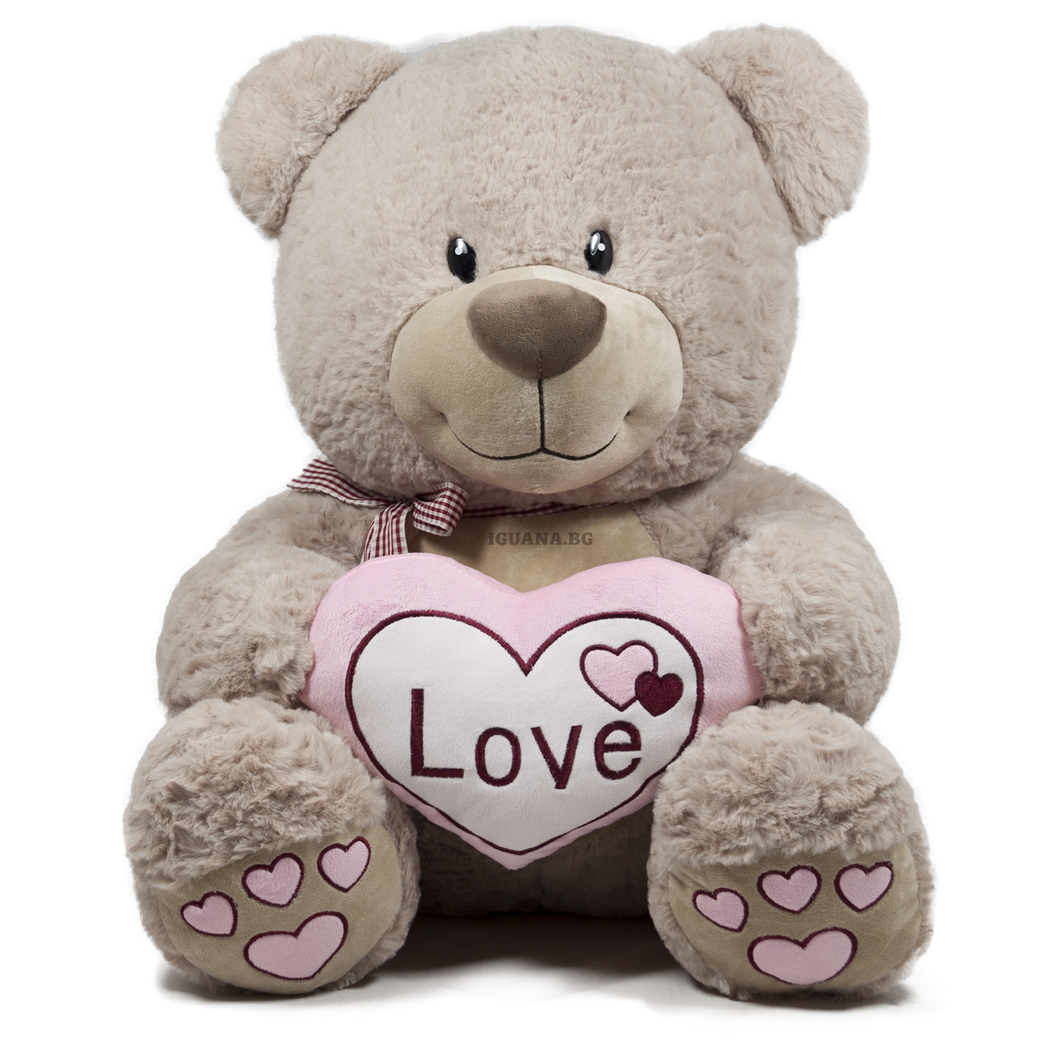 Мече с розово сърце 50см