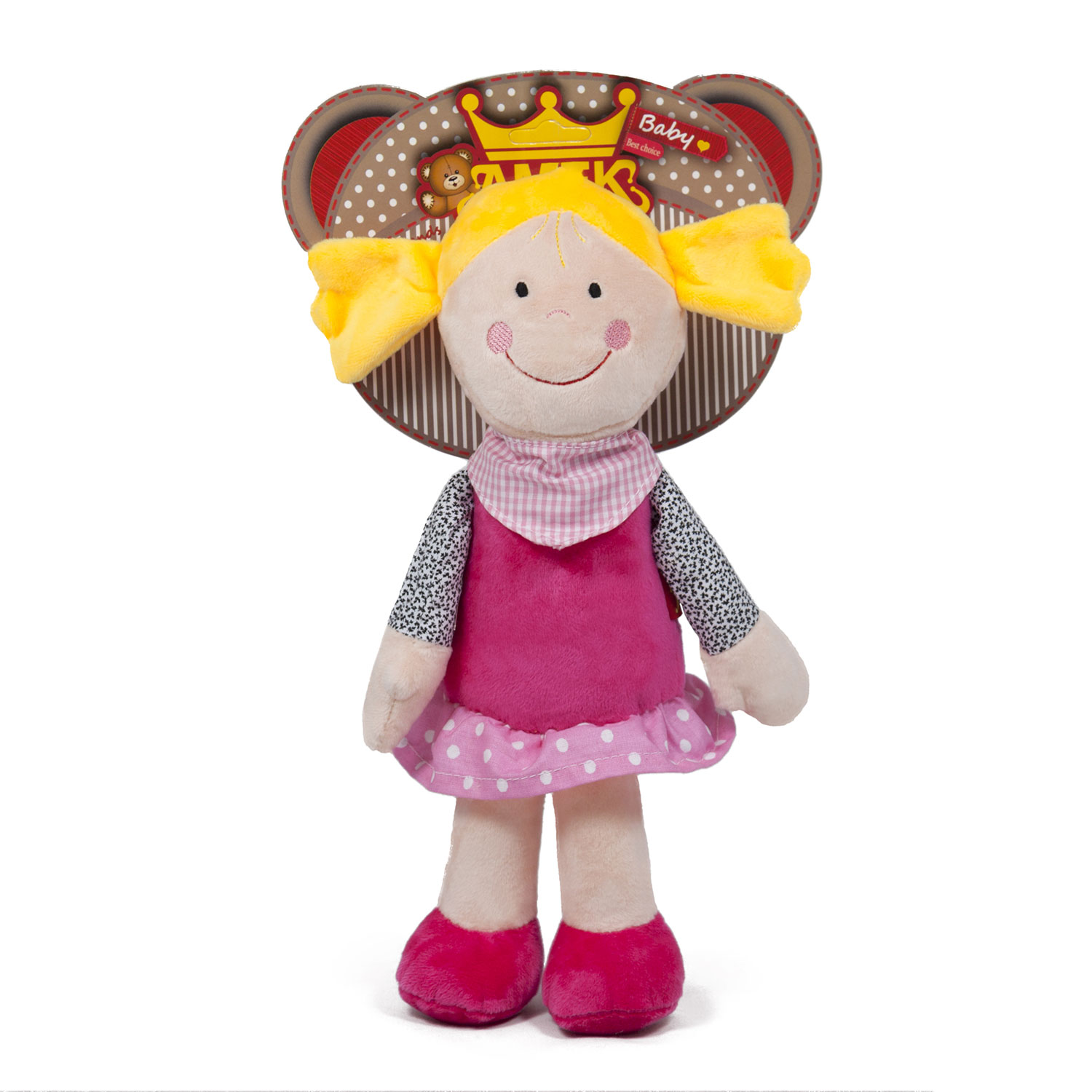 Бебешка мека кукла Розов, 28см