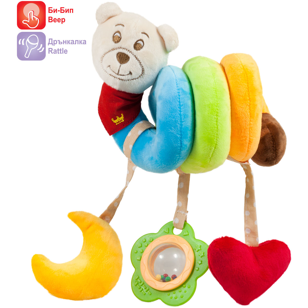 Бебешка многоцветна спирала Мече 28 см