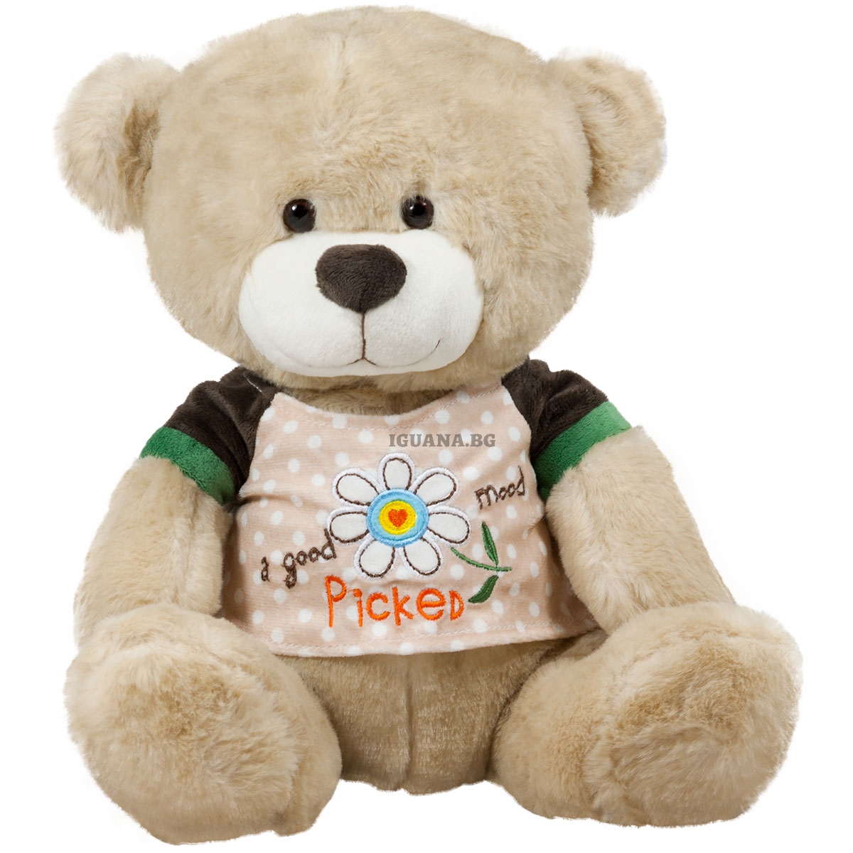 Бежово плюшено мече с тениска 30см