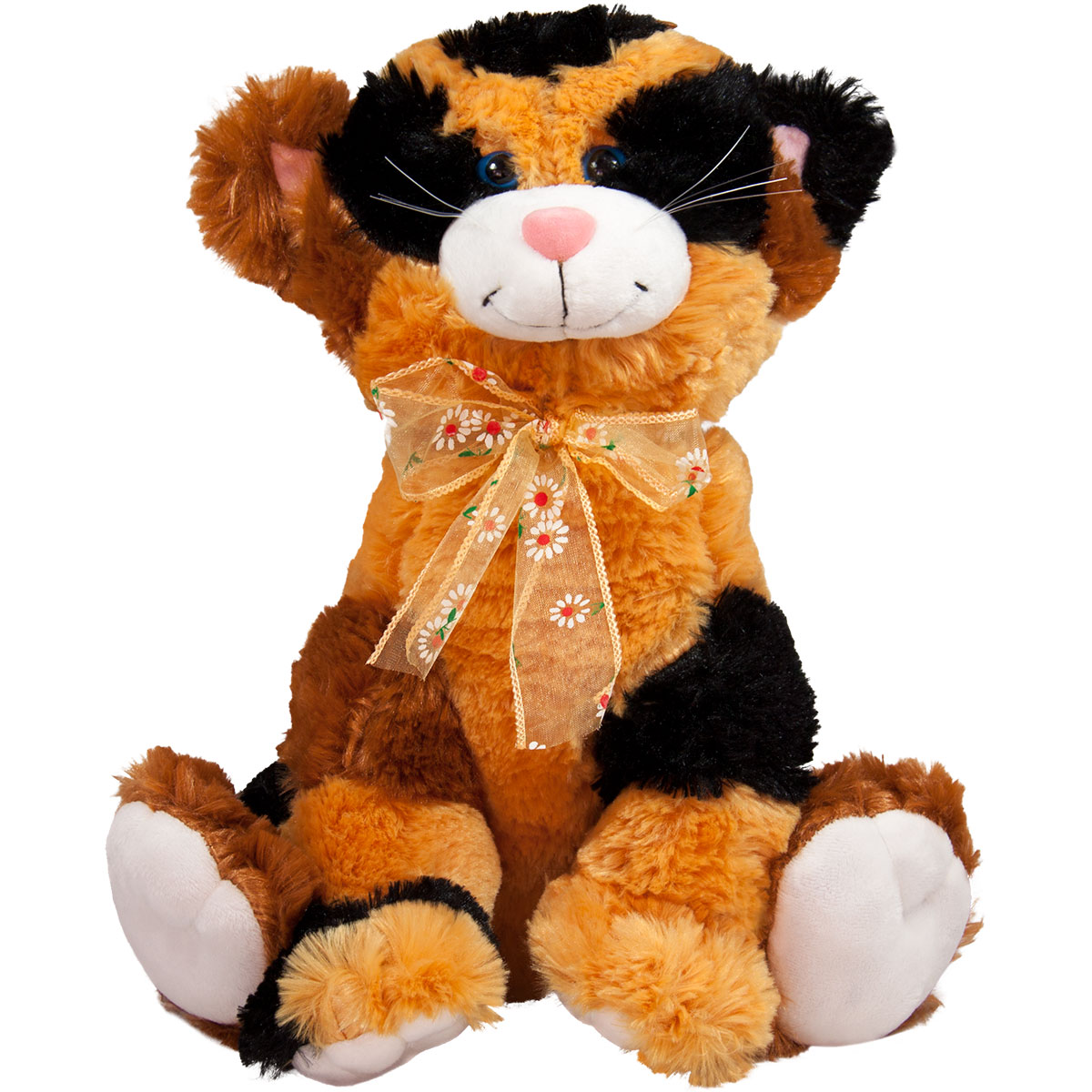 Коте с панделка 44см Кафяв