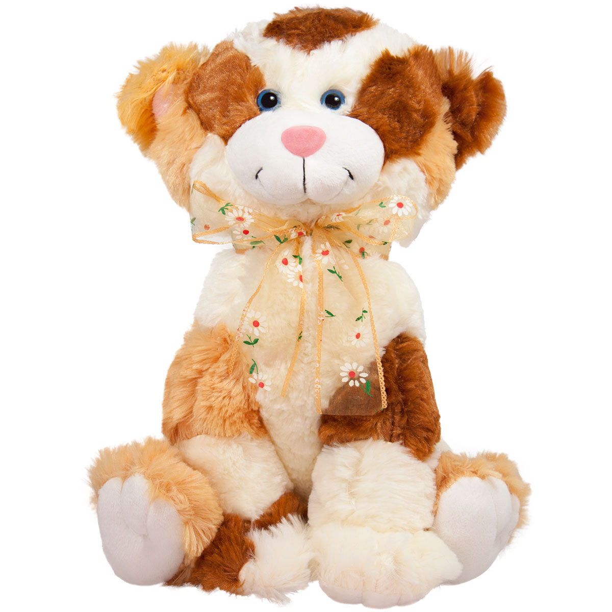 Коте с панделка 36см Бял