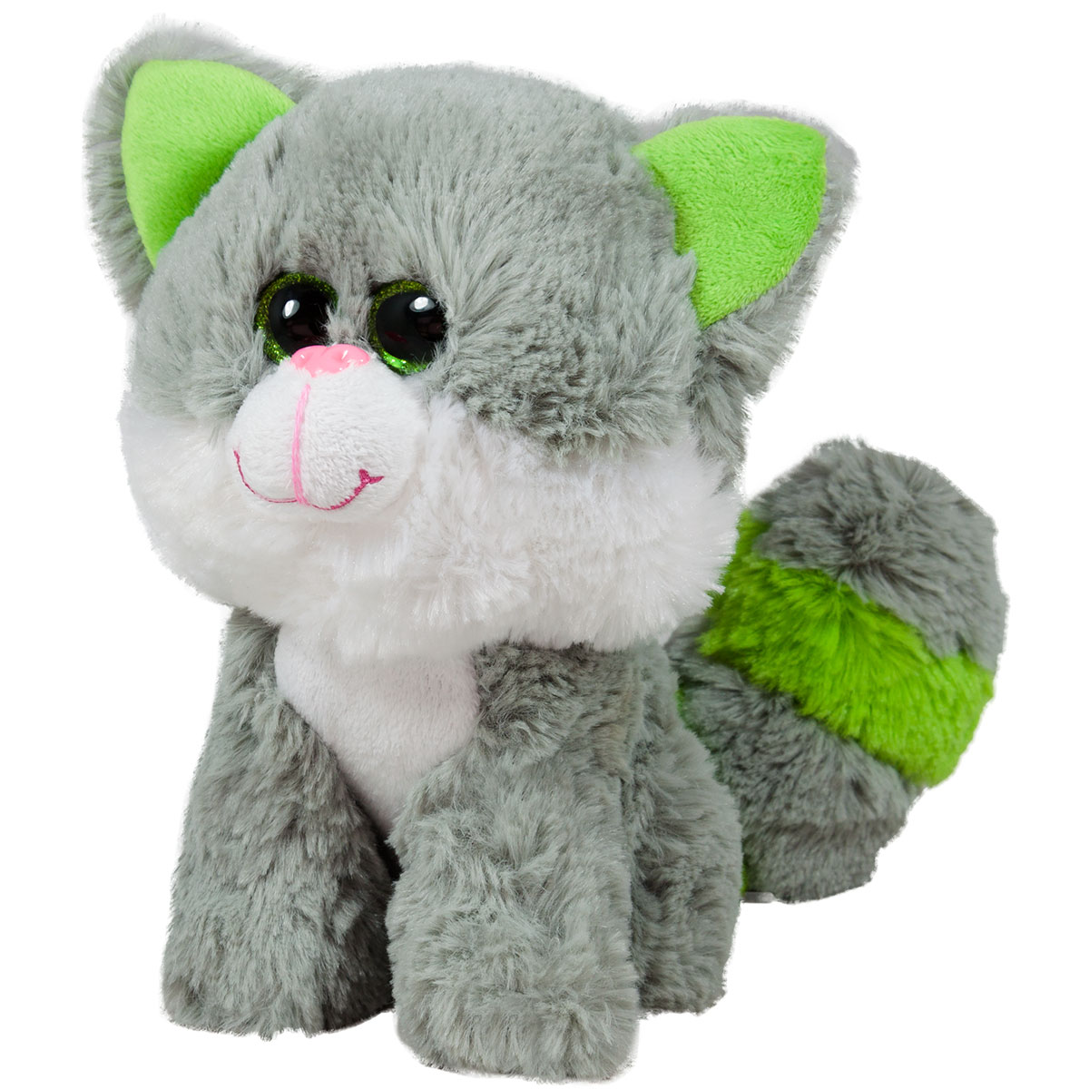 Коте с брокатени очи Сив 25см