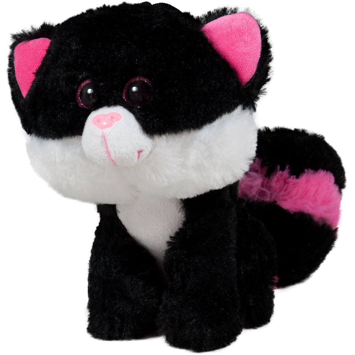 Коте с брокатени очи Черен 25см