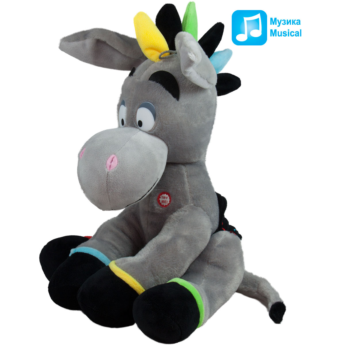 Плюшено магаре Сив, 35см със звук