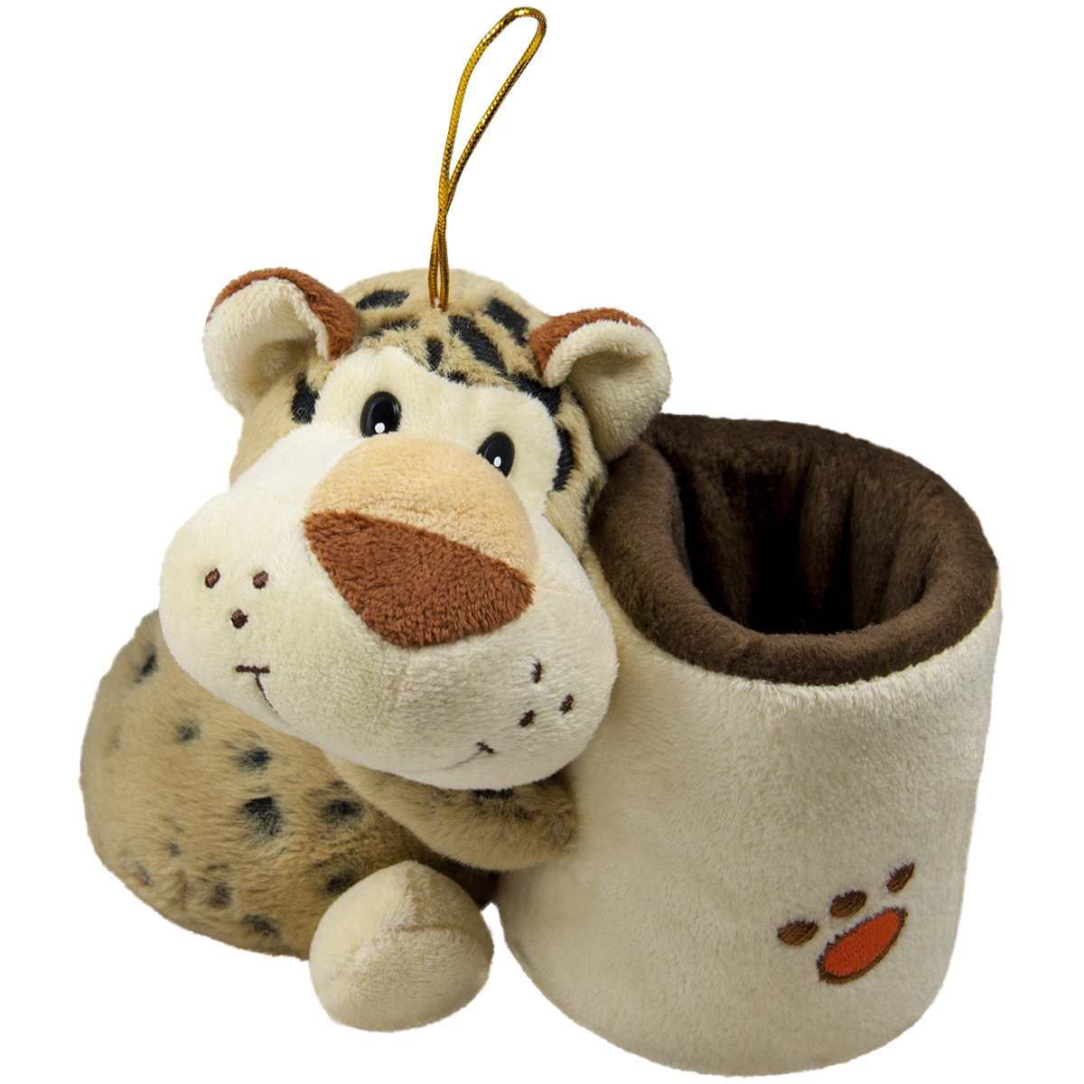 Плюшен моливник с диво животно Леопард, 14см