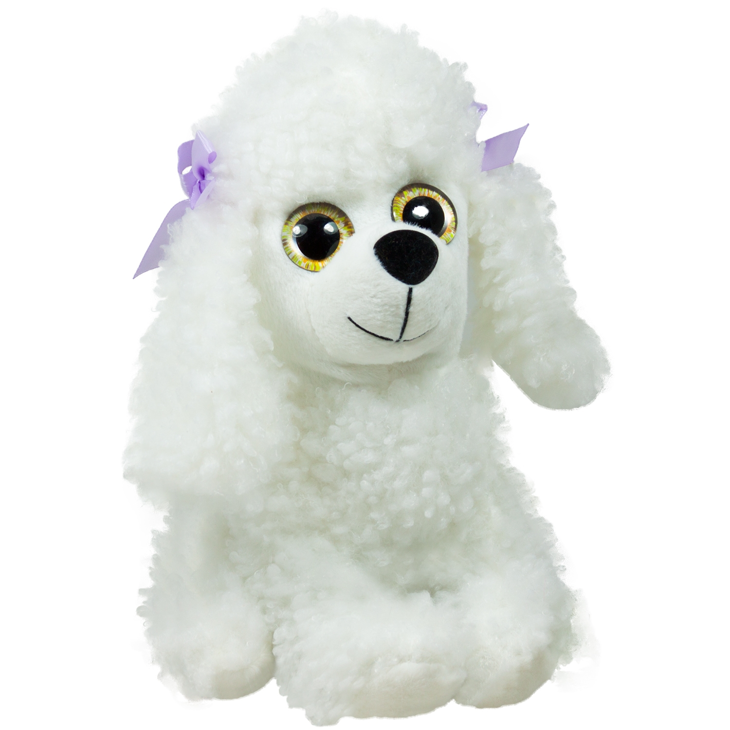 Куче пудел с големи очи Бял 26см