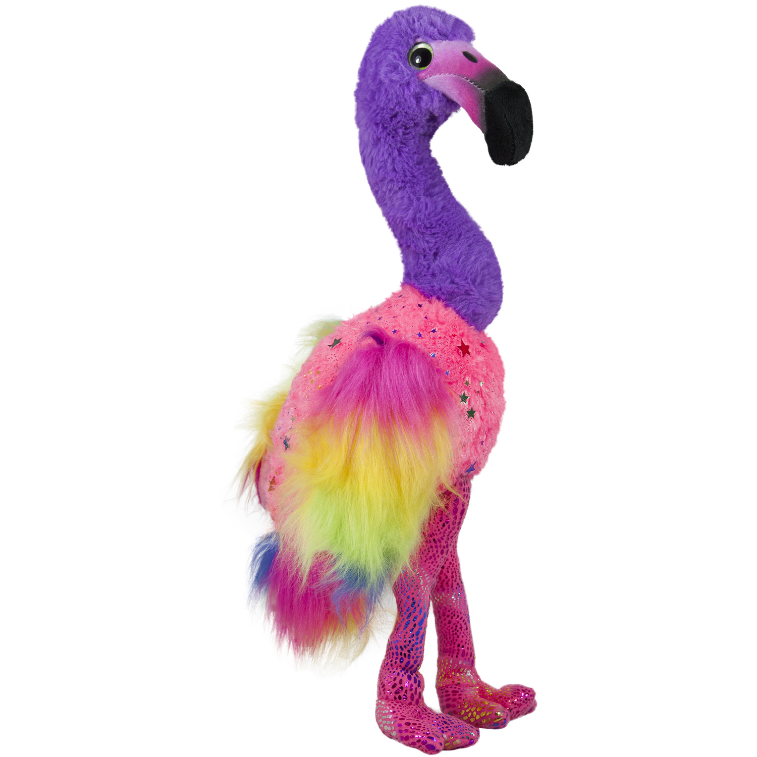 Плюшено фламинго с лъскави крачета Лилав, 48см