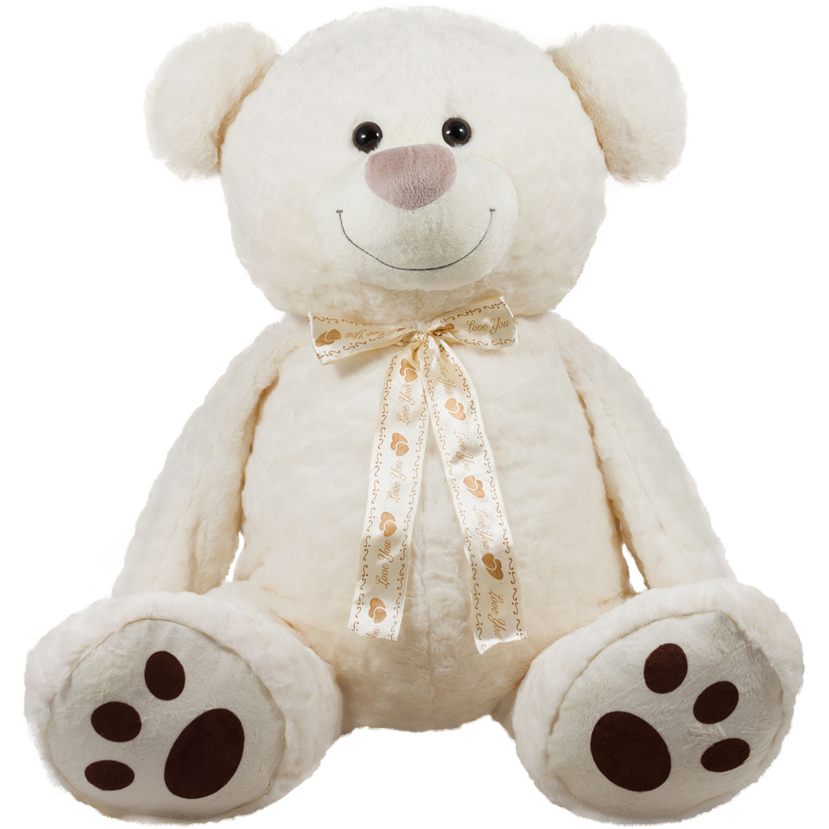Плюшено мече с панделка Бял, 60см