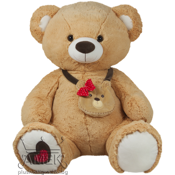 Плюшено мече с чантичка Кафяв 43см