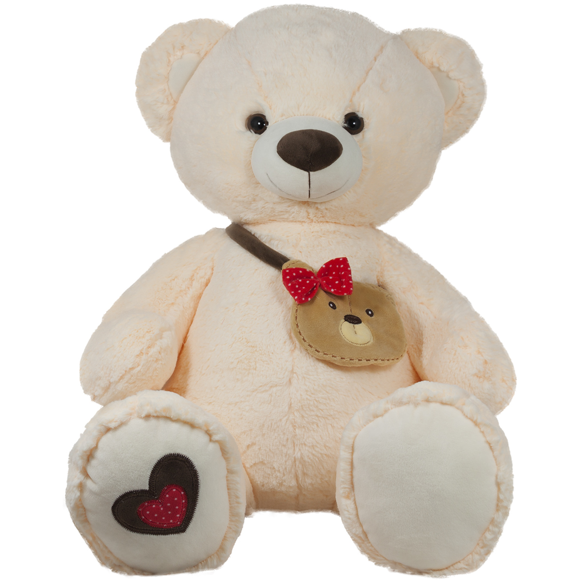 Плюшено мече с чантичка Бял 63см