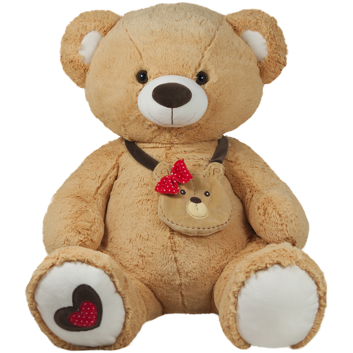 Плюшено мече с чантичка Кафяв 63см