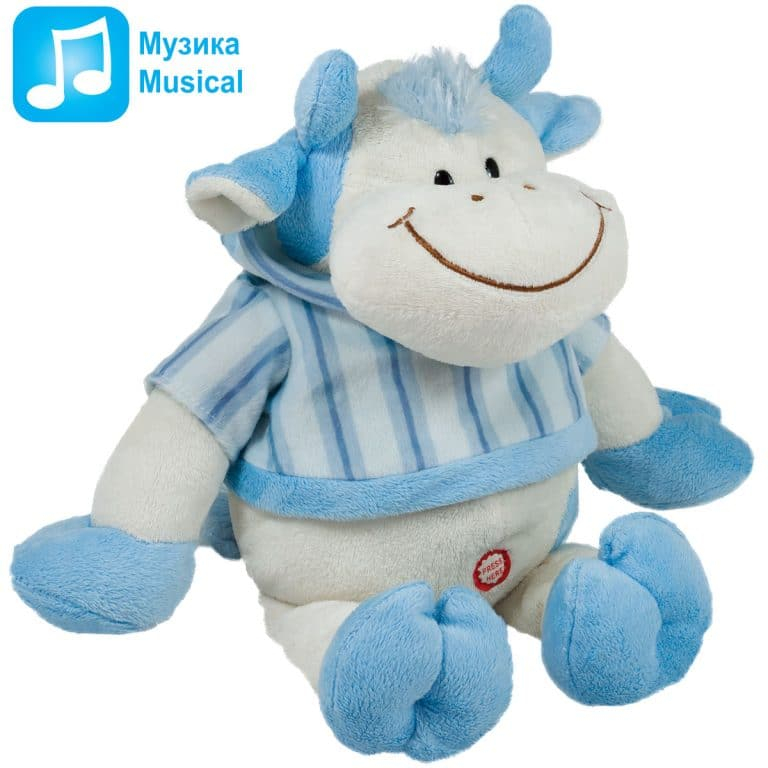 Плюшена кравичка, два цвята, + ЗВУК, 28см