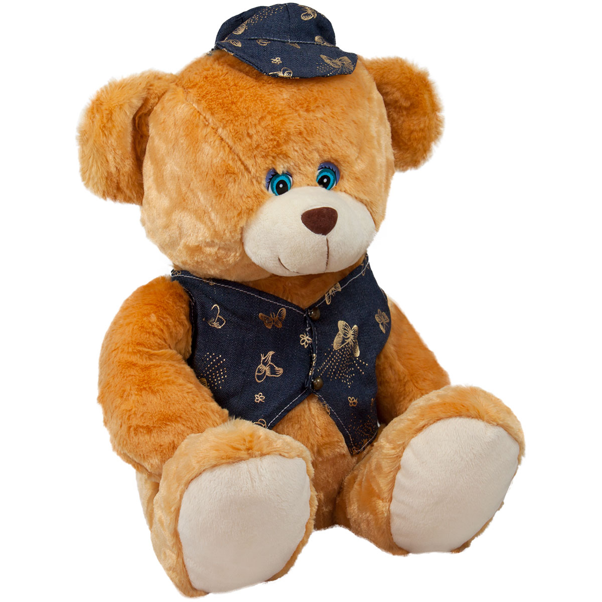 Плюшено мече с дънково облекло С елек 38 см