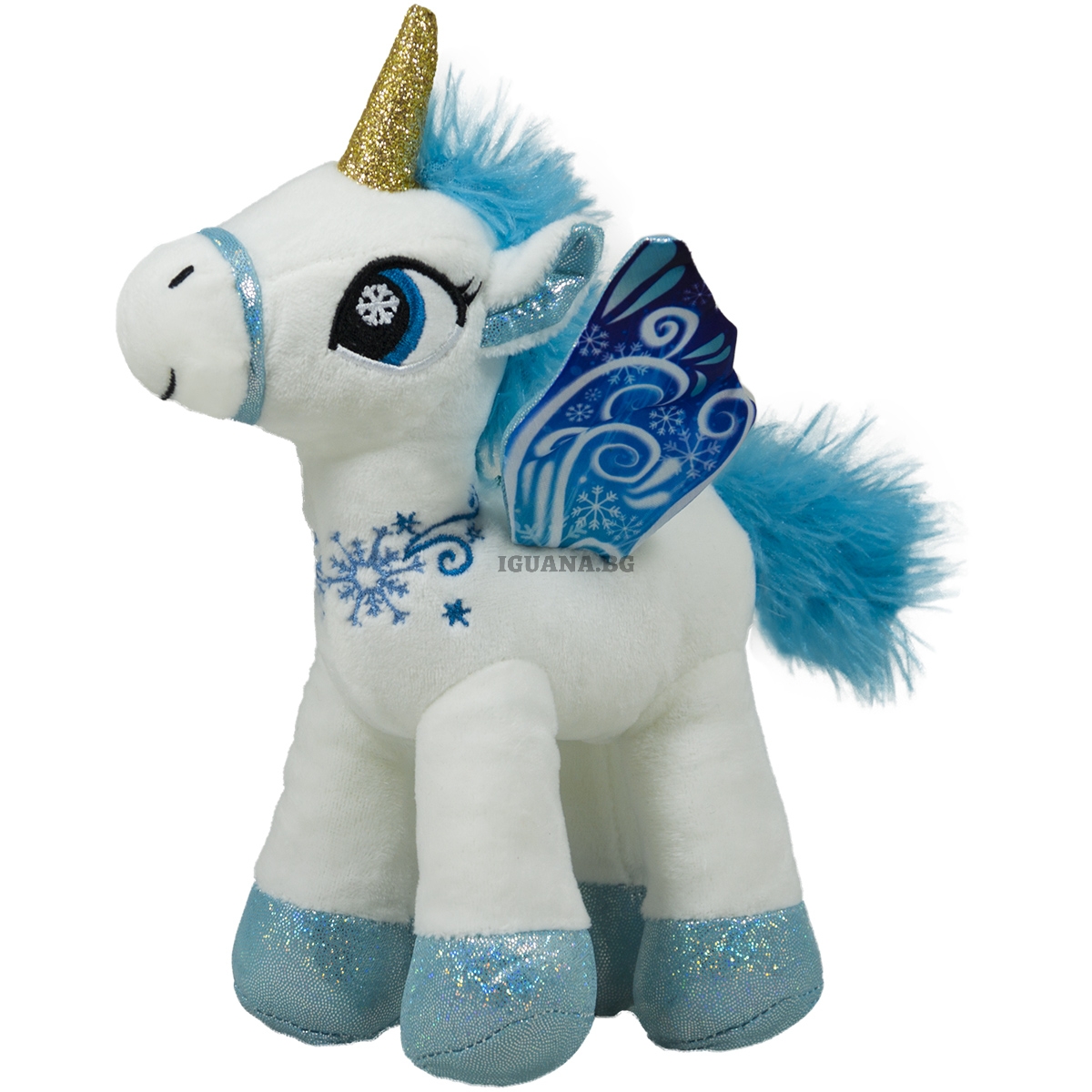 Плюшен еднорог със снежни крила 20см