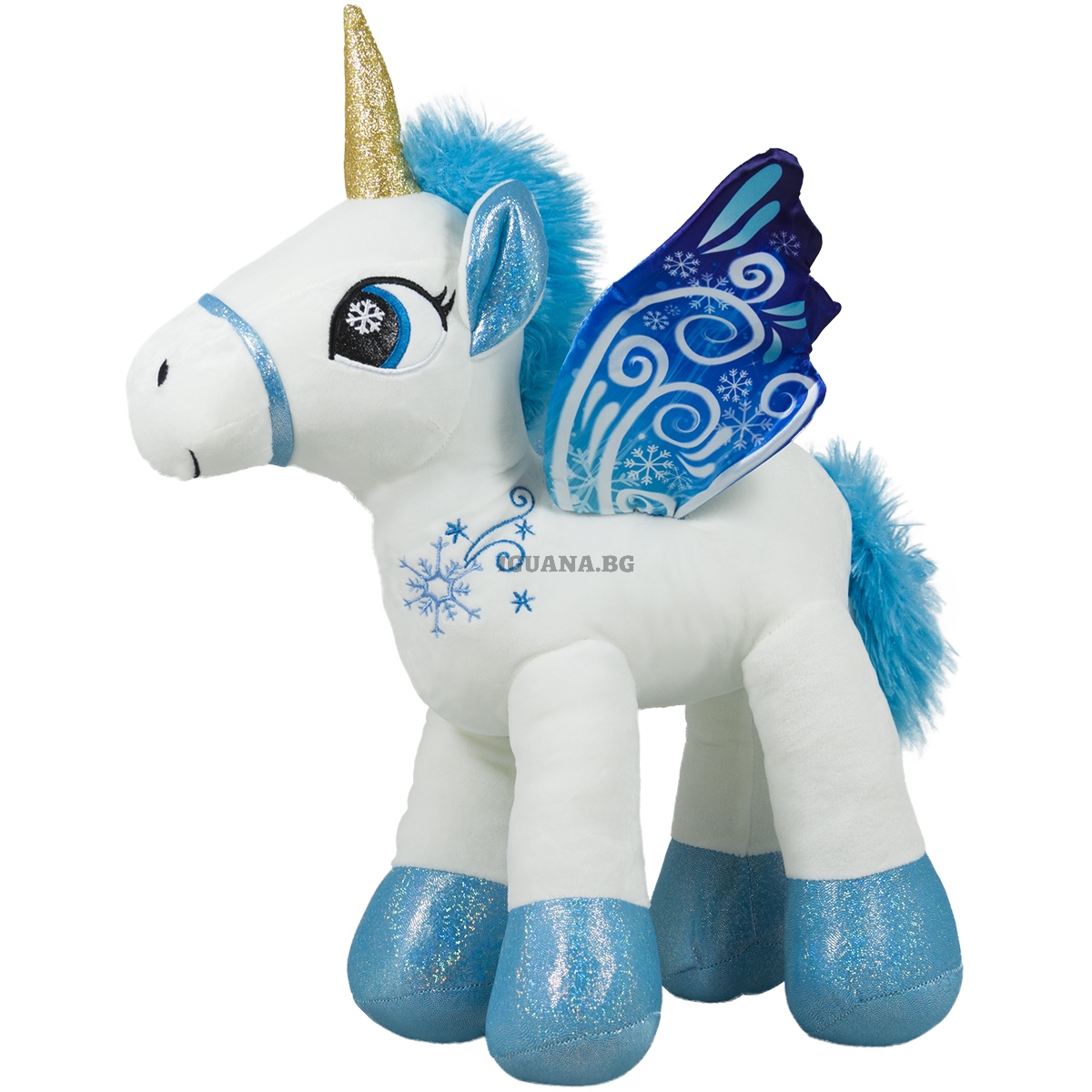 Плюшен еднорог със снежни крила 37см