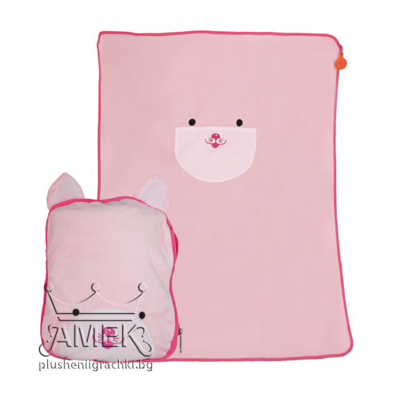 Детски пътнически комплект от плюш Розов