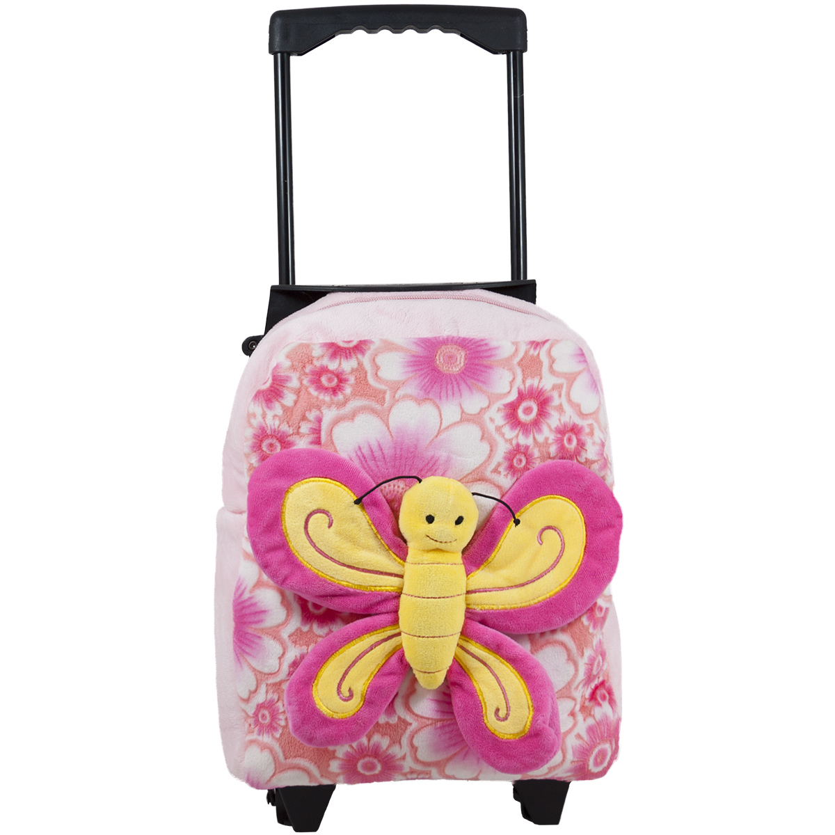 Раница на колелца с пеперуда, Розов, 32см