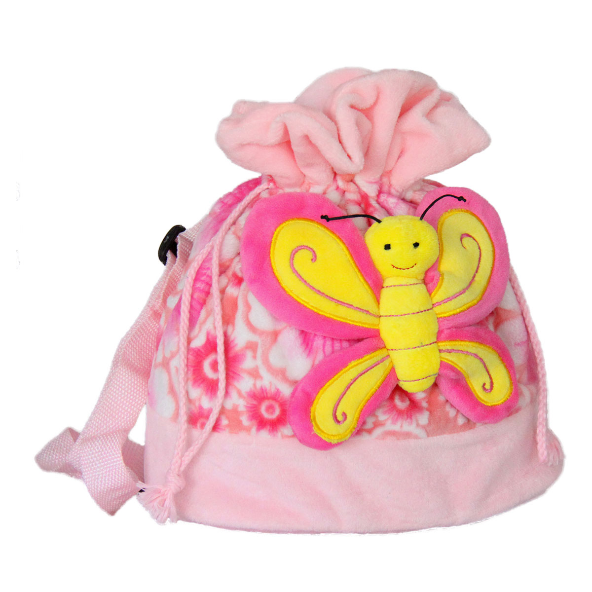 Плюшена раница с пеперуда, Светло розов, 25 см