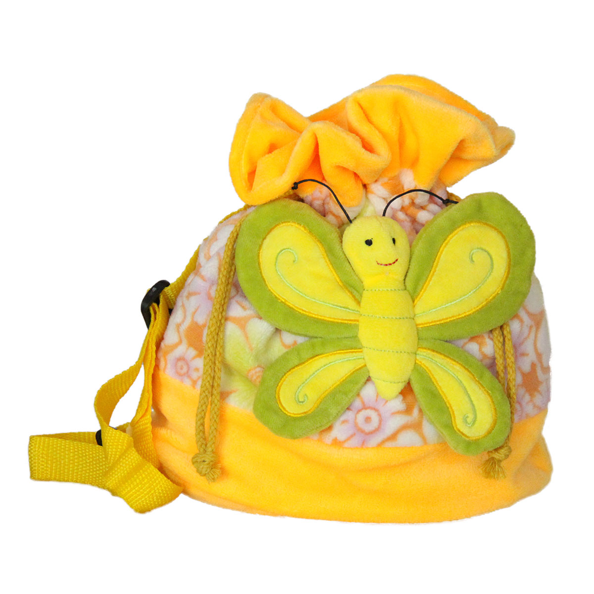 Плюшена раница с пеперуда Жълт със зелена пеперуда 25 см