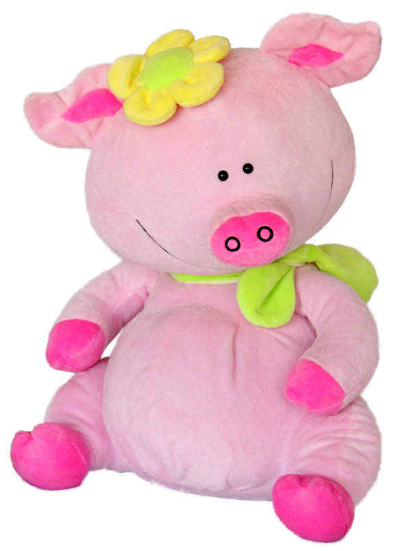 Прасе с шапка и шал С цвете 40 см