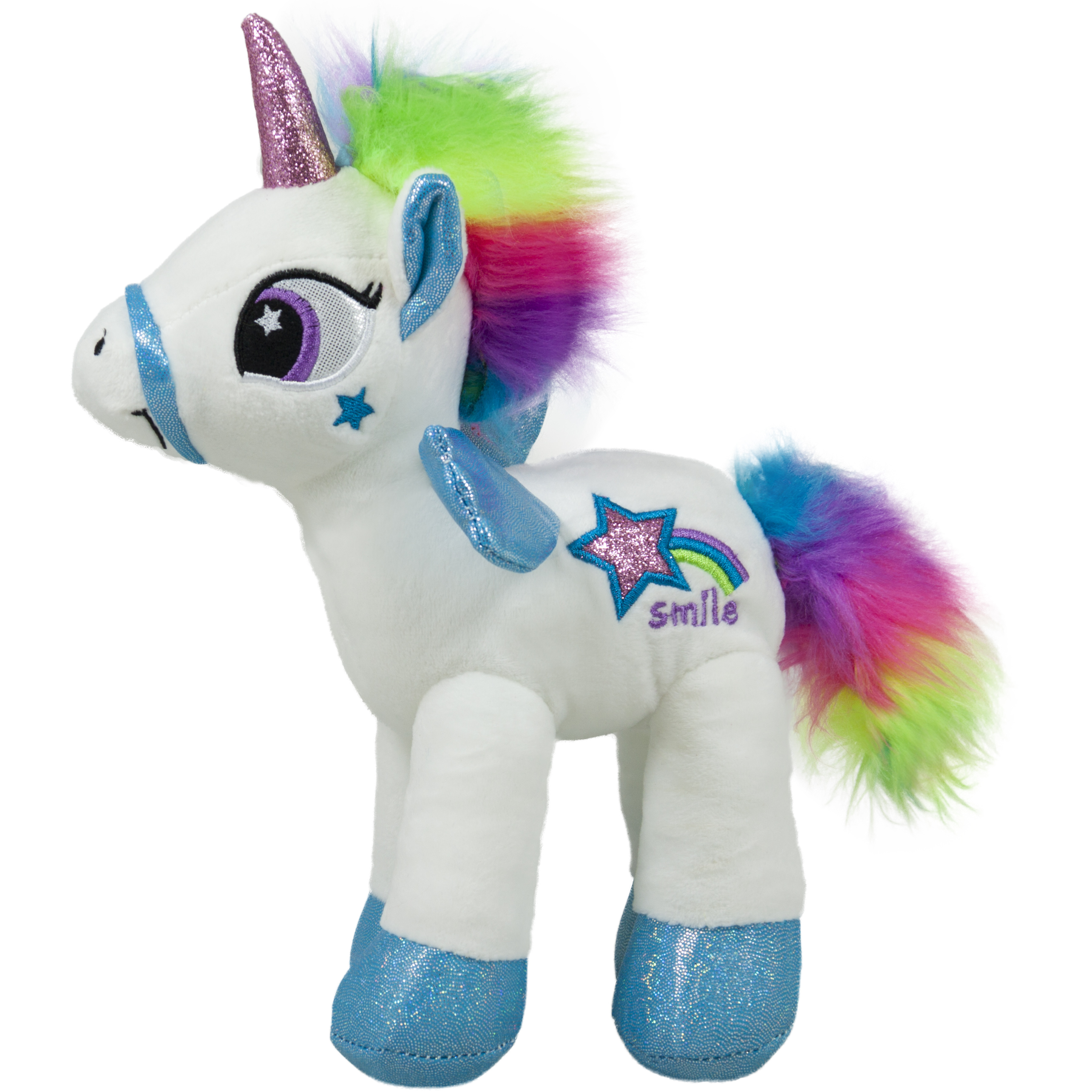 Еднорог с цветна грива Бял 24 см