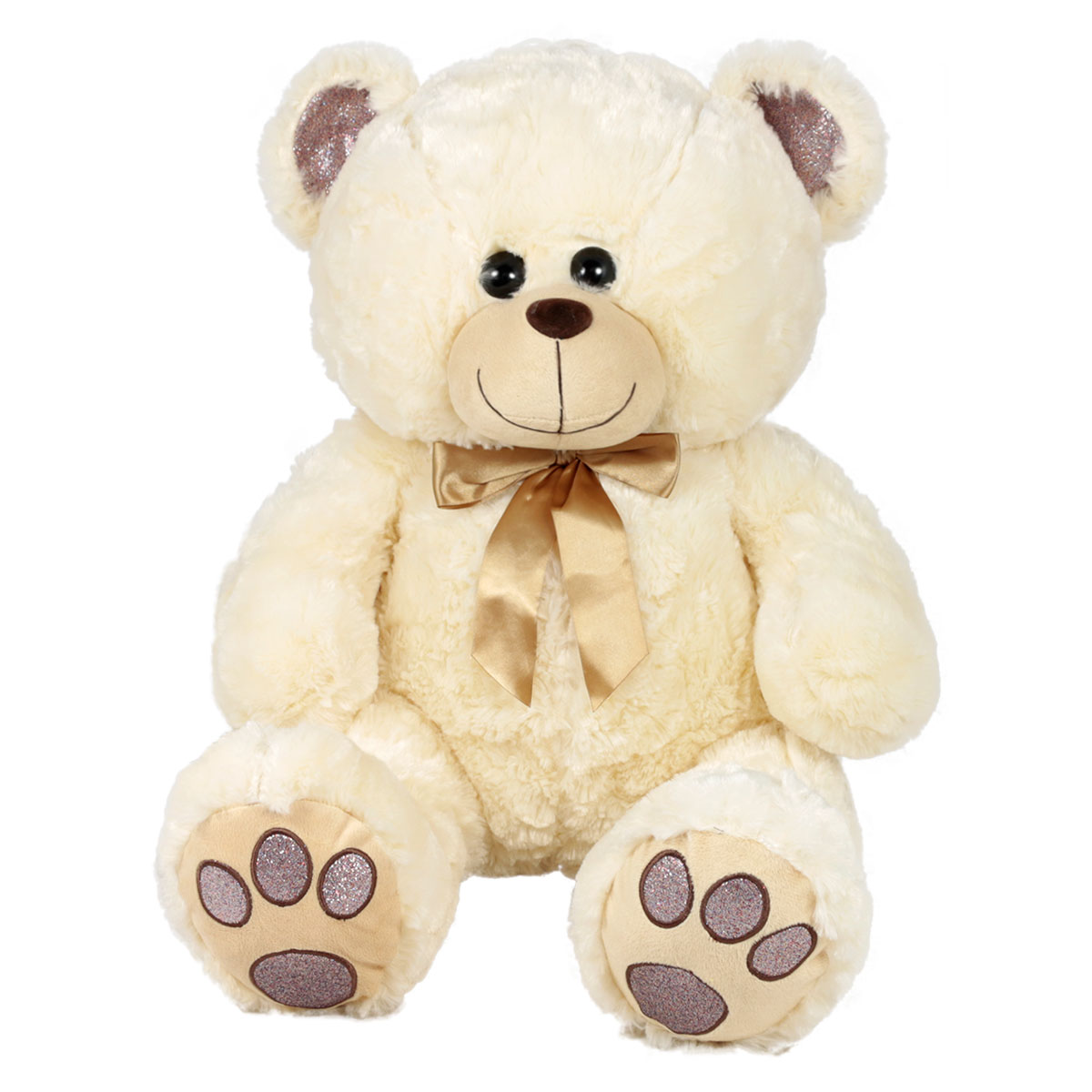 Плюшено мече с брокатени лапички Екрю 55 см