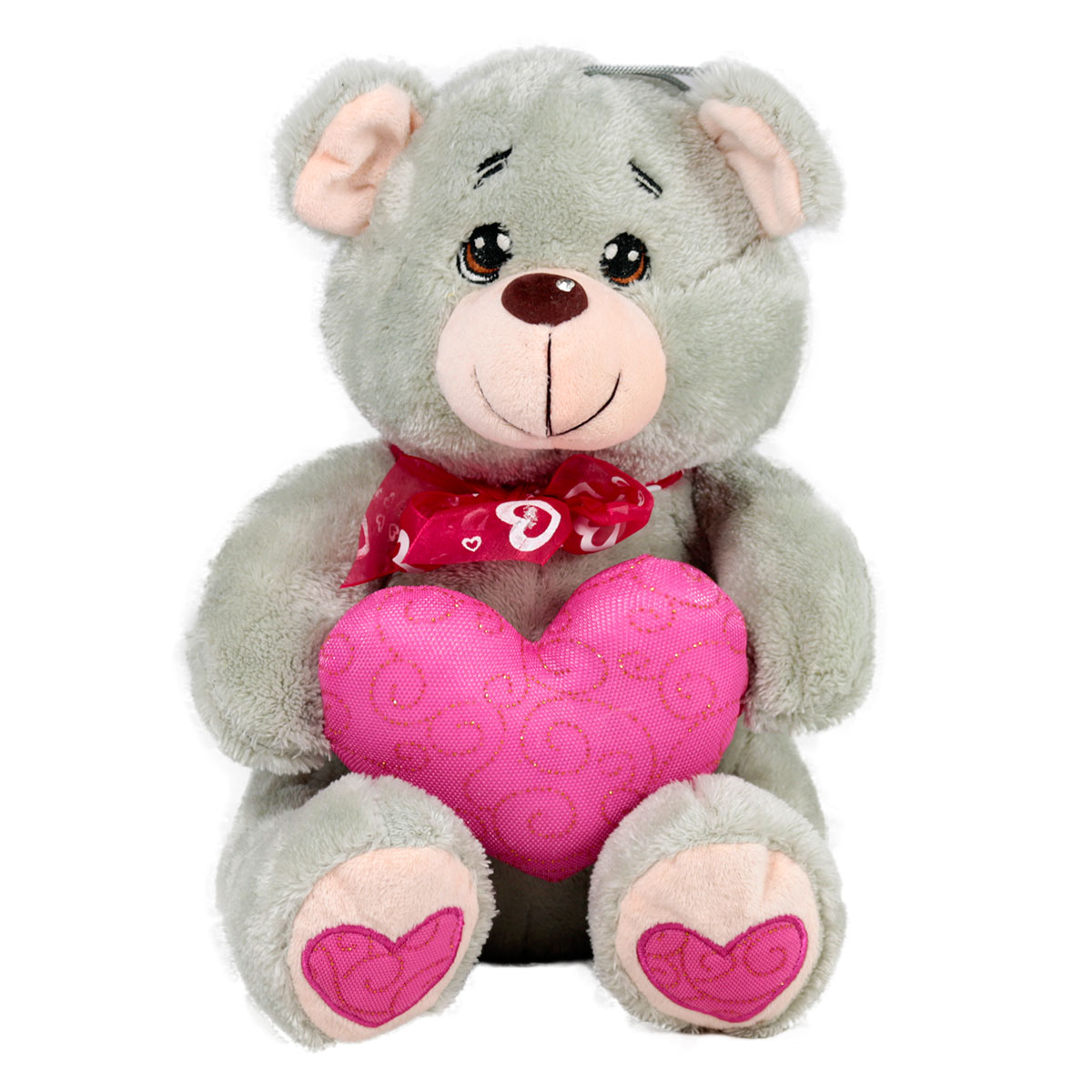 Мече със сърце Сив 30 см