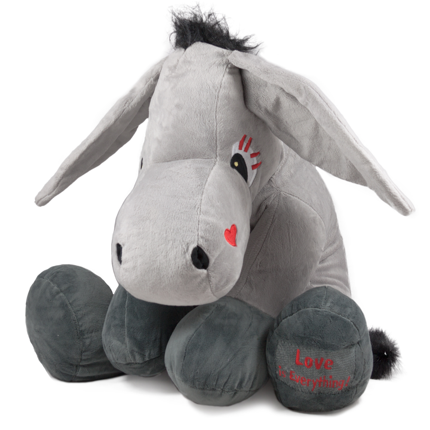 Голямо плюшено магаре Сив 60 см