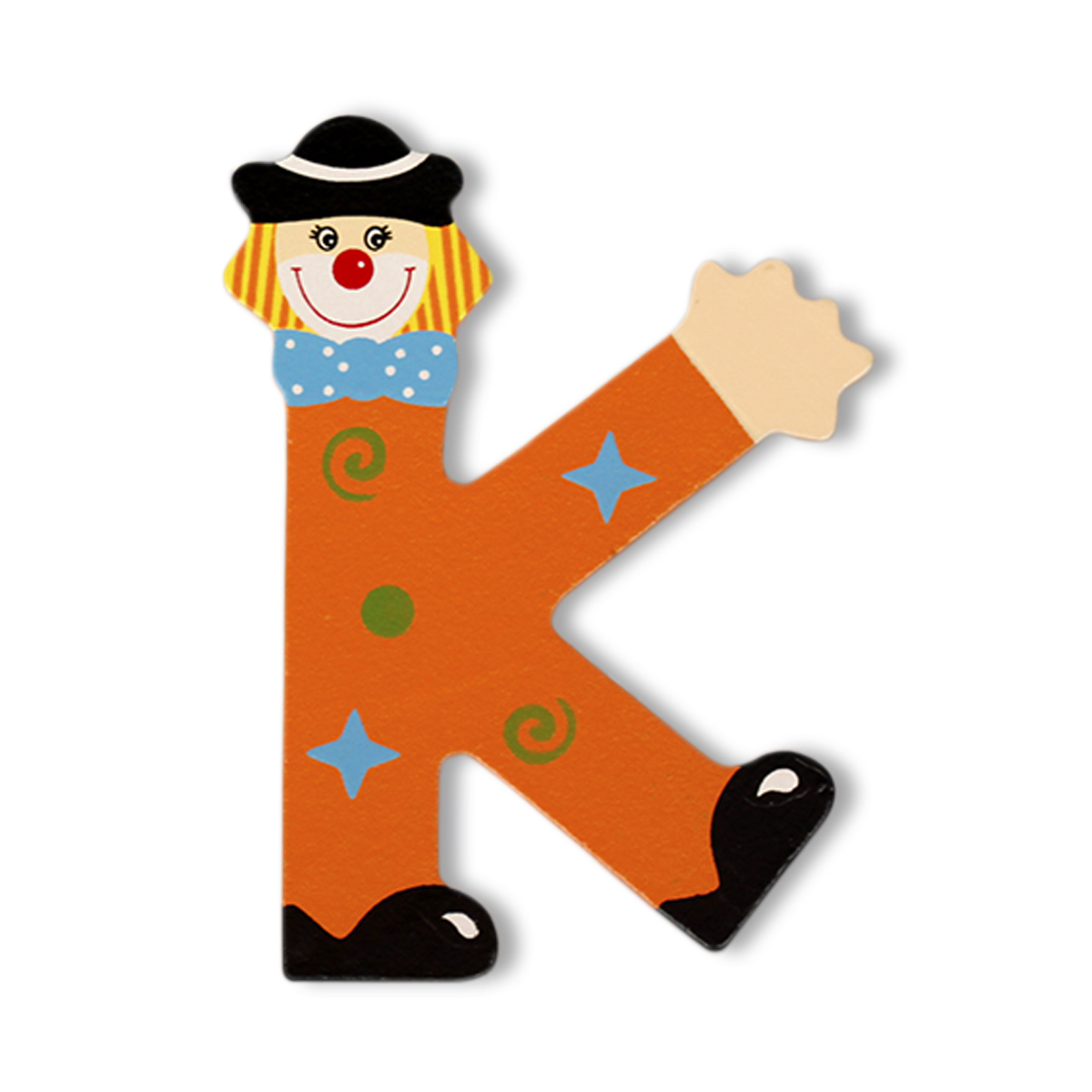 Декоративна дървена буква - К Син 7.5 х 9.5 см