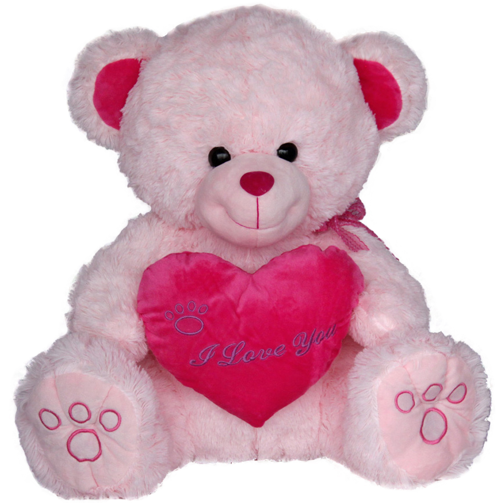 Мече със сърце и панделка Розов 50 см